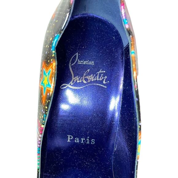 Christian Louboutin Hot Chick 100mm Patent Starlight Heel Neon Pumps Size EU 37